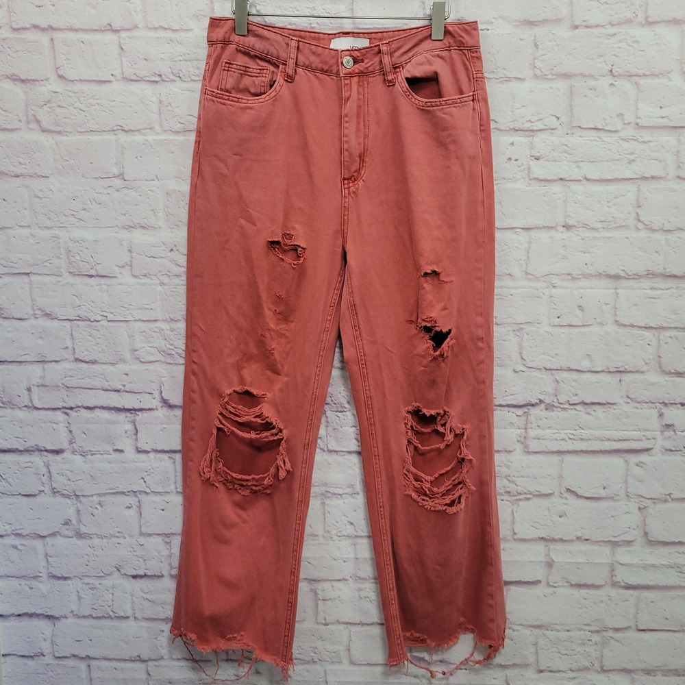 VERVET Los Angeles Distressed Straight Leg Jeans 28/31" Cropped Grunge Skater